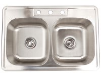 Fontaine Stainless Steel 3-hole Double Bowl Drop-in Kitchen Sink