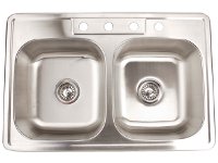 Fontaine Stainless Steel 4-hole Double Bowl Drop-in Kitchen Sink