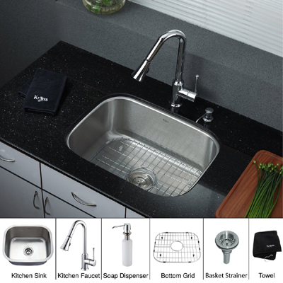 Unique Kitchen Sinks on Kitchen Sink With Chrome Kitchen Faucet And Soap Dispenser Kbu12