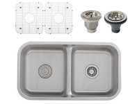 Ticor S1210 Low-Divide Undermount 16-Gauge Stainless Steel Kitchen Sink + Accessories