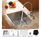 Kraus Stainless Steel 23 inch Undermount Single Bowl Kitchen Sink with Kitchen Faucet and Soap Dispenser KHU121-23-KPF2160-KSD20