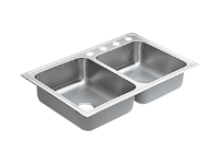 MOEN 33X22 Off-Set Dbl Bowl Kitchen Sink S STEEL