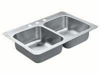 MOEN Excalibur 33x22 3 Hole Kitchen Sink ST STEEL