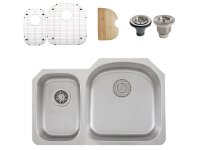 Ticor S105DR Undermount 16 G Stainless Steel Double Bowl Kitchen Sink + Accessories