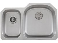 Ticor S105DR Undermount 16 G Stainless Steel Double Bowl Kitchen Sink With Free Stainless Steel Deluxe Strainer & Basket Strainer