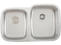 Ticor S315R Undermount Stainless Steel Double-Bowl Kitchen Sink With Free Pullout Basket Strainer & Regular Strainer