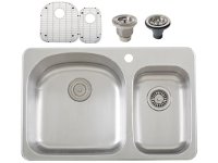 Ticor S997 Overmount 18-Gauge Stainless Steel Double Bowl Kitchen Sink + Accessories