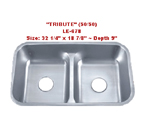 Leonet Tribute 50/50 LE-678 Double Bowl Stainless Steel Kitchen Sink