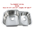 Futura Le Sabre 70/30 FA708 Double Bowl Stainless Steel Kitchen Sink