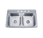 Pelican PL-910 18 Gauge Topmount Double Bowl Stainless Steel Sink