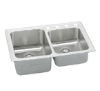 Elkay Lustertone LGR3322 Topmount Double Bowl Stainless Steel Sink