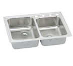 Elkay Lustertone LRADQ250 Quick Connect Topmount Double Bowl Stainless Steel Sink