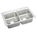 Elkay Lustertone LRADQ3322 Quick Connect Topmount Double Bowl Stainless Steel Sink
