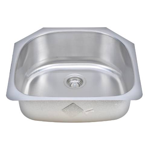 Wells Sinkware 18 Gauge D-shape Single Bowl Undermount Stainless Steel Kitchen Sink Package CMU2421-9D-1