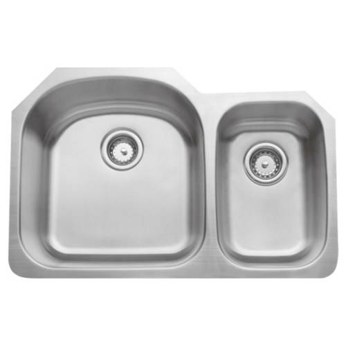 Wells Sinkware 16 Gauge 70/30 Double Bowl Undermount Stainless Steel Kitchen Sink Package CMU3221-97D-16-1
