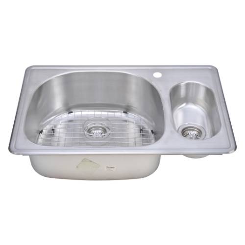 Wells Sinkware 18 Gauge 80/20 Double Bowl Topmount Stainless Steel Kitchen Sink Package CMT3322-95D-1