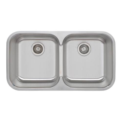 Wells Sinkware 18 Gauge 50/50 Double Bowl Undermount Stainless Steel Kitchen Sink Package TRU3319-99C-1