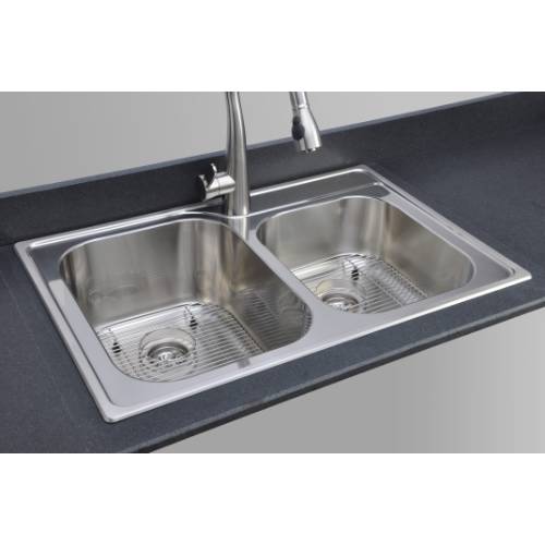 Wells Sinkware 18 Gauge Double Bowl Topmount Stainless Steel Kitchen Sink Package GLT3322-79-1