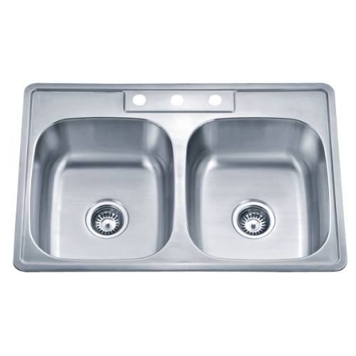 Wells Sinkware 20 Gauge ADA Topmount Double Bowl Stainless Steel Kitchen Sink SST3322-55-ADA