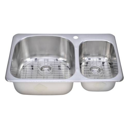 Wells Sinkware 18 Gauge Double Bowl Topmount Stainless Steel Kitchen Sink Package TOT3221-97-1