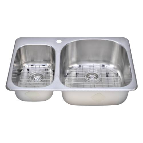 Wells Sinkware 18 Gauge Double Bowl Topmount Stainless Steel Kitchen Sink Package TOT3221-79-1