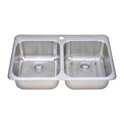 Wells Sinkware 18 Gauge Double Bowl Topmount Stainless Steel Kitchen Sink Package TOT3221-88-1