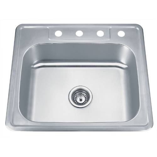 Wells Sinkware 20 Gauge ADA Topmount Single Bowl Stainless Steel Kitchen Sink Package SST2522-5-ADA-1