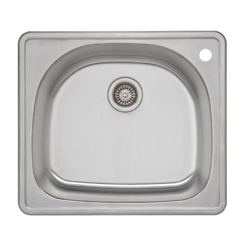 Wells Sinkware 18 Gauge D-shape Single Bowl Topmount Stainless Steel Kitchen Sink CMT2522-9DR