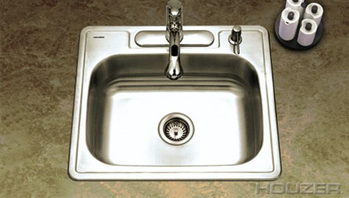 Houzer Glowtone ADA compliant Topmount Single Bowl A2522-65BS4-1