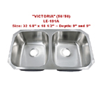 Leonet Victoria 50/50 LE-191A Double Bowl Stainless Steel Kitchen Sink