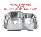 Leonet Regal D Bowl 70/30 LE-297B Double Bowl Stainless Steel Kitchen Sink