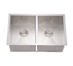Dawn DSQ271616 Undermount Equal Double Bowl Stainless Steel Sink with Zero Radius Corners