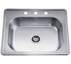 Dawn AST103 Topmount Single Bowl with Faucet Holes Stainless Steel Sink