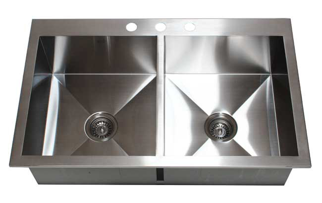 36 Stainless Steel Double Bowl 50 50 Topmount Kitchen Sink