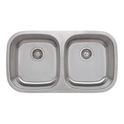 Wells Sinkware 18 Gauge 50/50 Equal Double Bowl Undermount Stainless Steel Kitchen Sink Package CMU3318-88-1