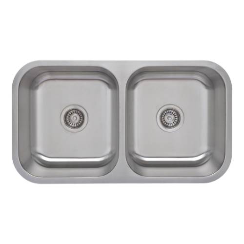  Wells Sinkware 18 Gauge 50/50 Equal Double Bowl Undermount Stainless Steel Kitchen Sink Package CMU3318-99-1