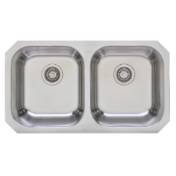 Wells Sinkware 17 Gauge Deck/ 18 Gauge Double Bowl Undermount Stainless Steel Kitchen Sink Package GLU3319-99-1