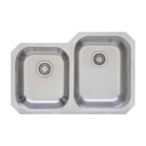 Wells Sinkware 17 Gauge Deck/ 18 Gauge Double Bowl Undermount Stainless Steel Kitchen Sink Package GLU3221-79-1