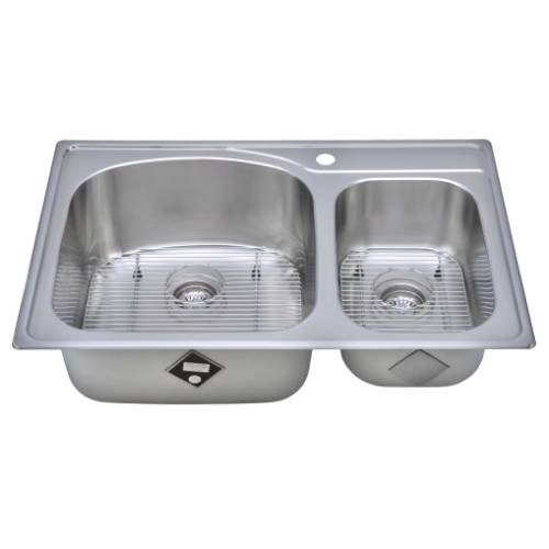 Wells Sinkware 18 Gauge Double Bowl Topmount Stainless Steel Kitchen Sink Package CHT3322-97-1