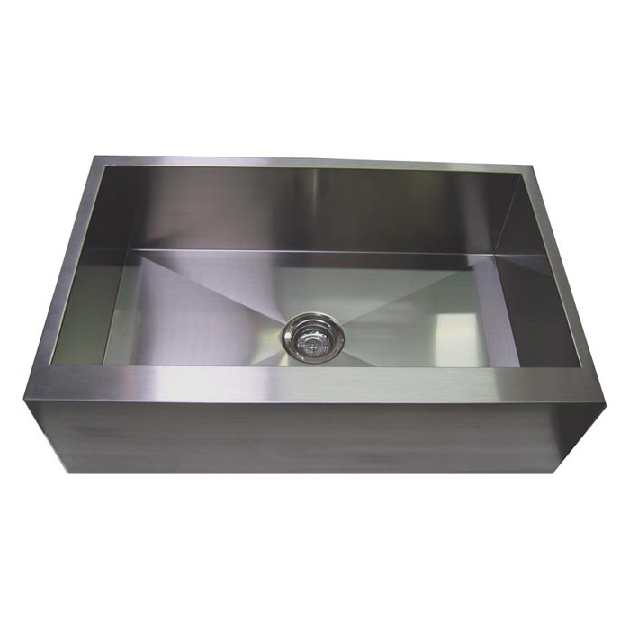 36” Stainless Steel Zero Radius Kitchen Sink Flat Apron Front WC12S003R3