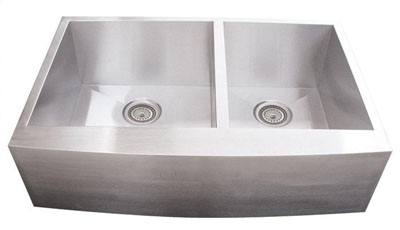 Alpha International AP3319 60/40 Apron Double Bowl Stainless Steel Sink