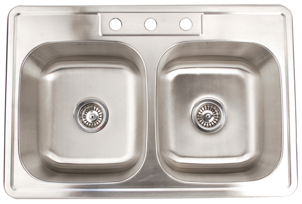 Fontaine Stainless Steel 3-hole Double Bowl Drop-in Kitchen Sink