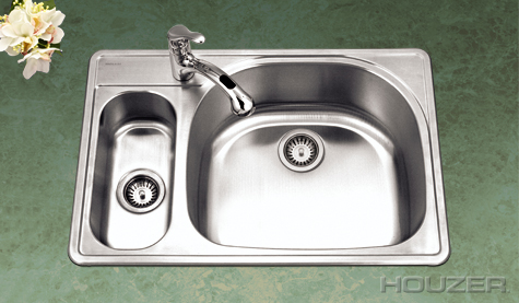 Houzer PMG-3322SL Topmount 80/20 Double Bowl Stainless Steel Sink