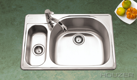 Houzer RMG-3322SL Topmount 80/20 Double Bowl Stainless Steel Sink