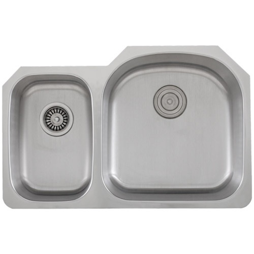 Ticor S105DR Undermount 16 G Stainless Steel Double Bowl Kitchen Sink With Free Stainless Steel Deluxe Strainer & Basket Strainer