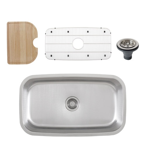 Ticor S112 Undermount Stainless Steel Single Bowl Kitchen Sink + Accessories