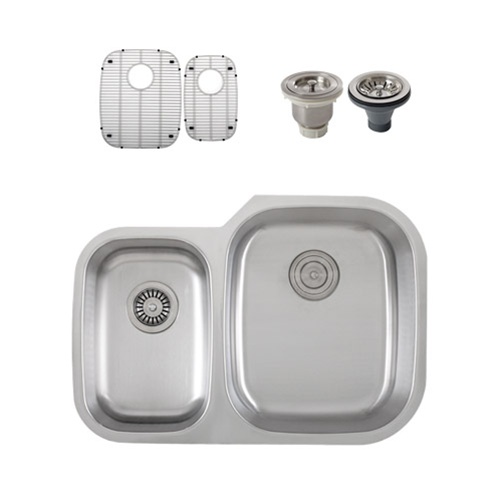 Ticor S315R Undermount Stainless Steel Double-Bowl Kitchen Sink + Accessories