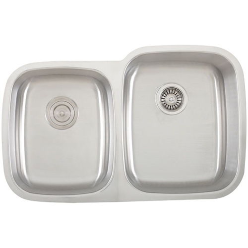 Ticor S315R Undermount Stainless Steel Double-Bowl Kitchen Sink With Free Pullout Basket Strainer & Regular Strainer