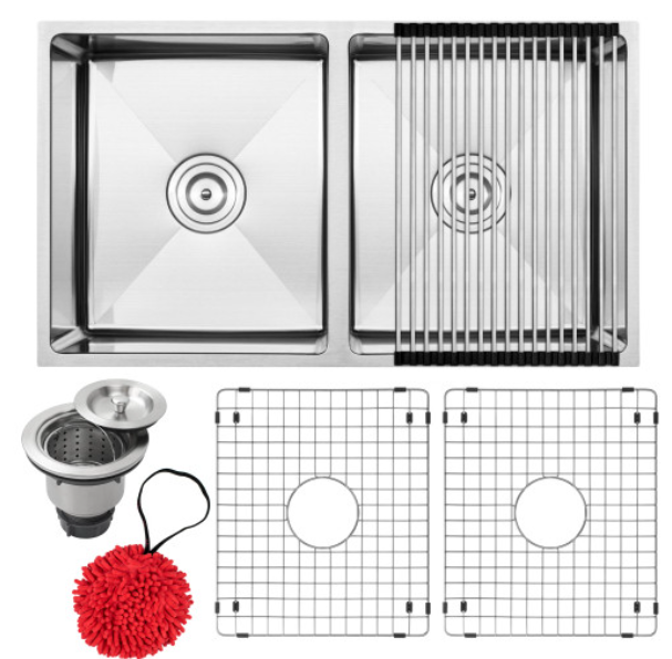 TICOR S6511 PACIFIC SERIES 31.25" 16-GAUGE STAINLESS STEEL UNDERMOUNT 50/50 RATIO DOUBLE BASIN KITCHEN SINK