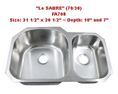 Futura Le Sabre 70/30 FA708 Double Bowl Stainless Steel Kitchen Sink